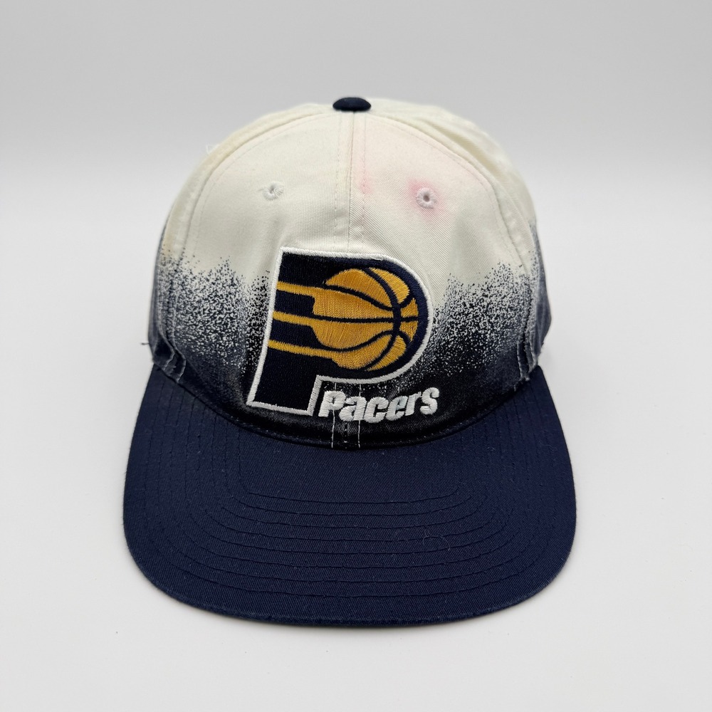 VTG Annco Indiana Pacers Hat Mens OS White Navy Fade Snapback NBA Basketball 90s